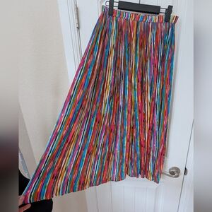 Rainbow Pleated Midi Skirt Size Small